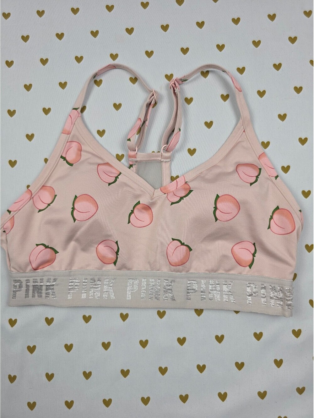 Victorias Secret Pink Peaches Sports bra Small  Bralette Bra Top Tank